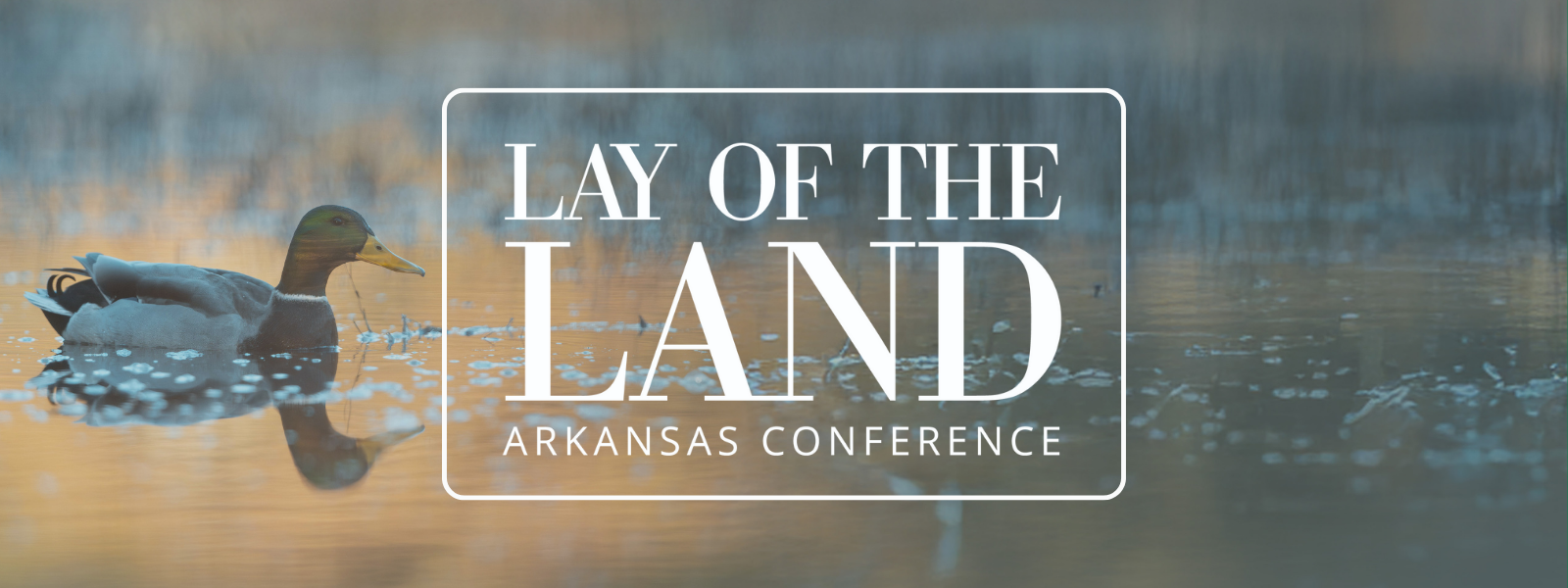 duck pond in arkansas with land conference logo